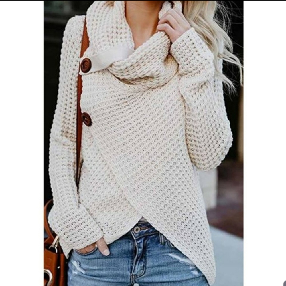 NWT Turtleneck Asymmetrical Hem Wrap Sweater